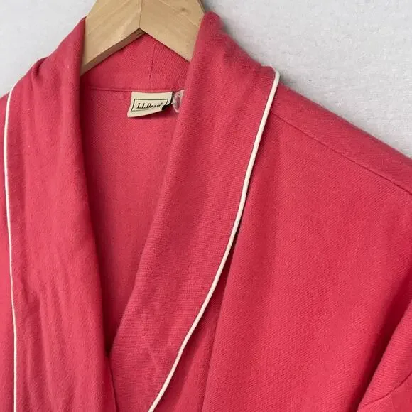 LL Bean Robe Women XLP Petite Belt Lounge Sleepwear Bathrobe Brushed Cotton Red - Picture 6 of 14
